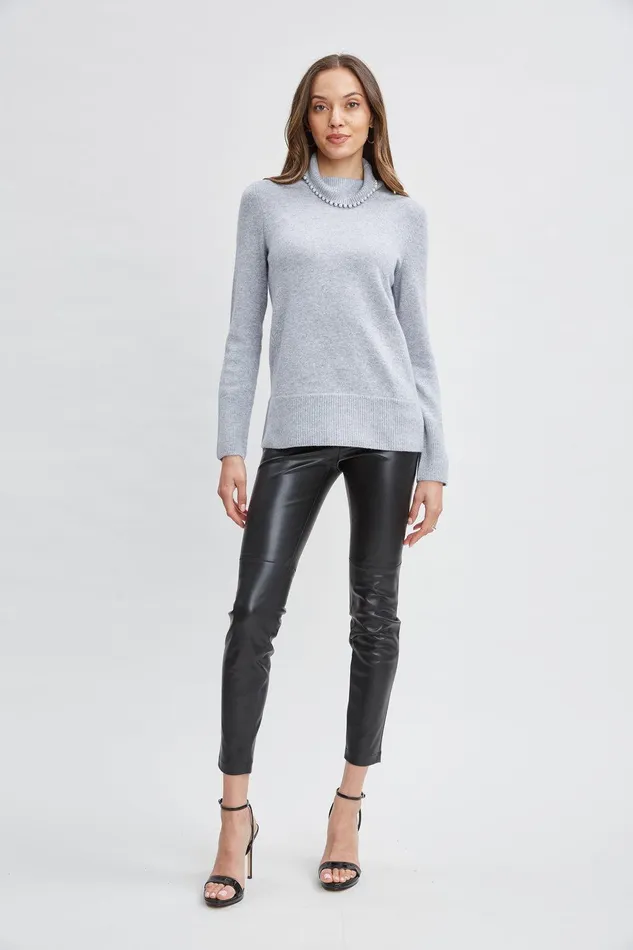 Elie Tahari Pearl Turtleneck Cashmere Wool Sweater Marble Women Tops
