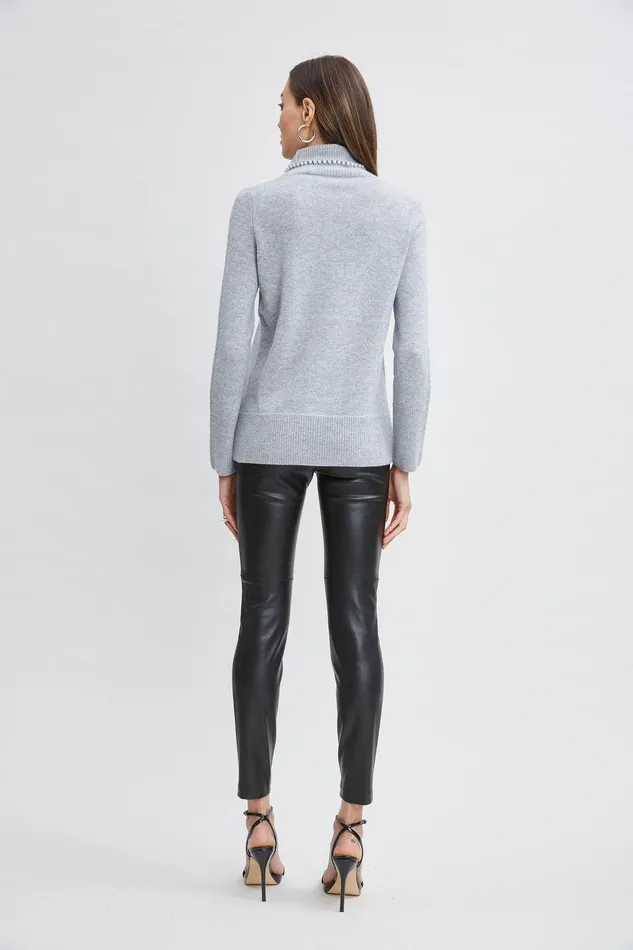 Elie Tahari Pearl Turtleneck Cashmere Wool Sweater Marble Women Tops