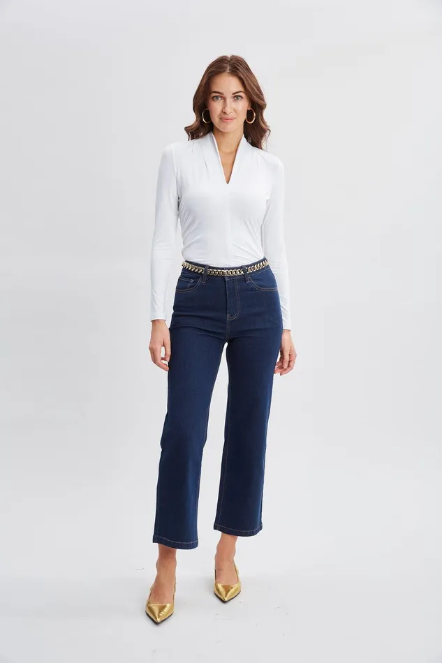 Elie Tahari Pleated Neck Knit White Women Tops
