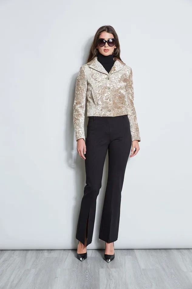 Elie Tahari Quilted Velvet Cropped Jacket Beige Women Jackets and Blazers