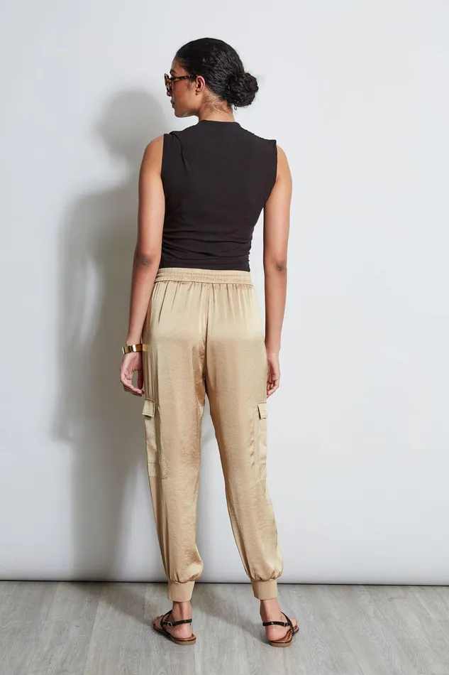 Elie Tahari Satin Cargo Pant Sandcastle Women Bottoms
