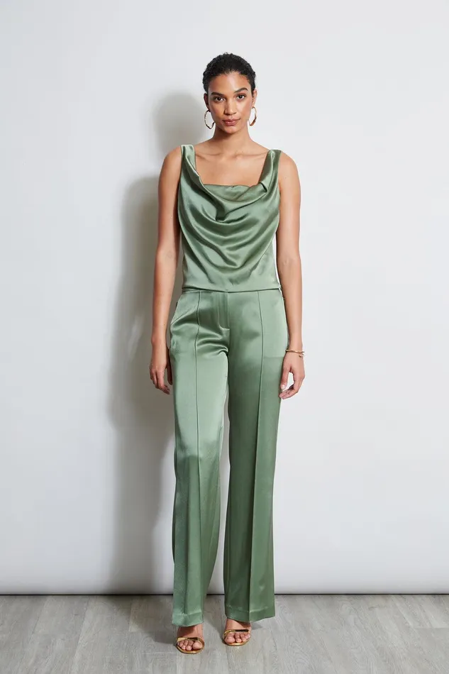 Elie Tahari Satin Cowl Cami Tuscan Olive Women Tops