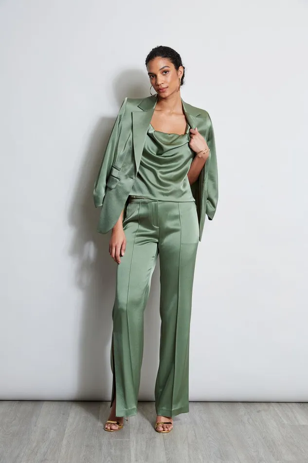 Elie Tahari Satin Cowl Cami Tuscan Olive Women Tops