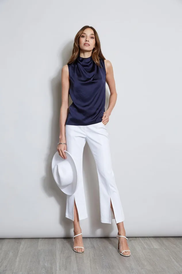 Elie Tahari Satin Draped Neck Top Stargazer Women Tops