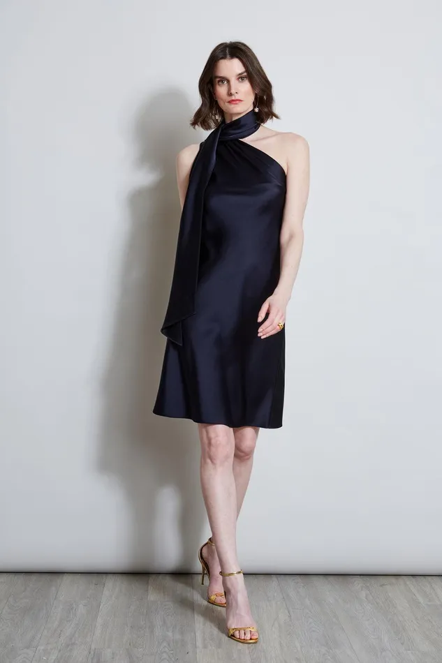 Elie Tahari Satin Scarf Dress Stargazer Women Dresses and Jumpsuits