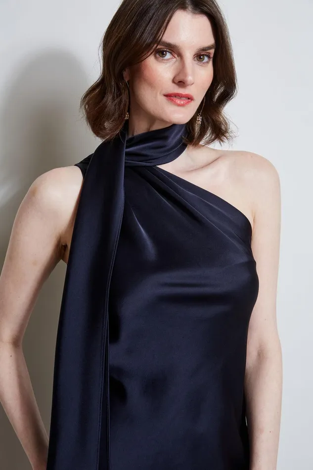 Elie Tahari Satin Scarf Dress Stargazer Women Dresses and Jumpsuits