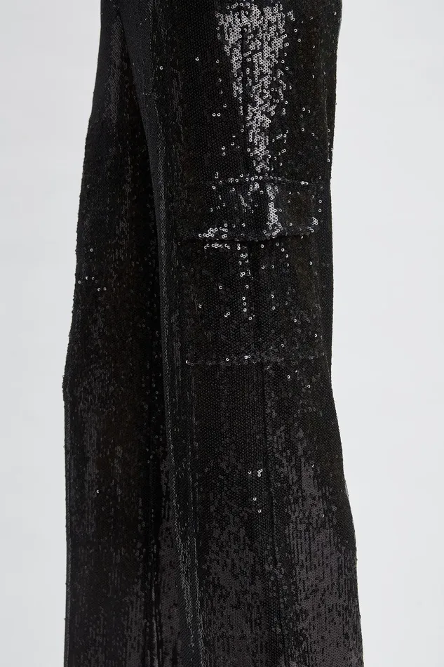 Elie Tahari Sequin Cargo Pant Black Women Bottoms