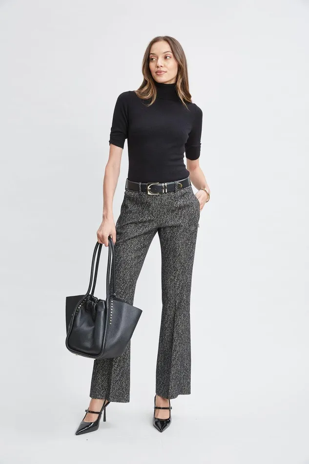 Elie Tahari Short Sleeve Cashmere Wool Sweater Black Women Tops
