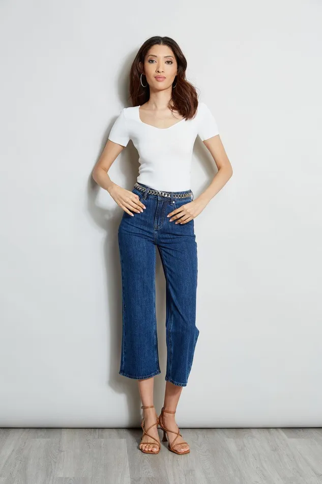 Elie Tahari Short Sleeve Contour Sweater Foam Women Tops