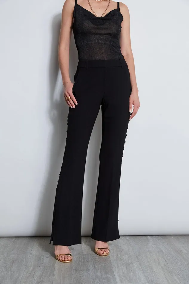 Elie Tahari Side Button Crepe Pant Black Women Suiting