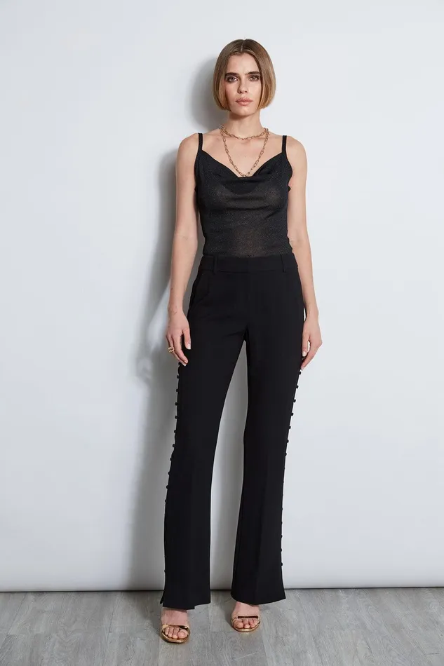 Elie Tahari Side Button Crepe Pant Black Women Suiting