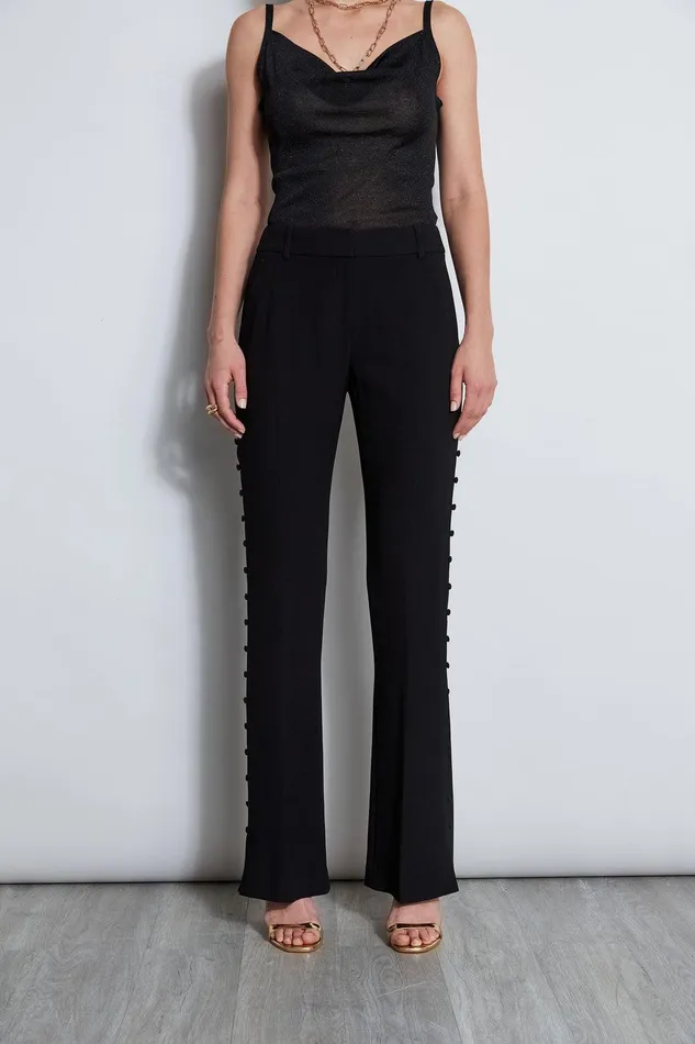 Elie Tahari Side Button Crepe Pant Black Women Suiting