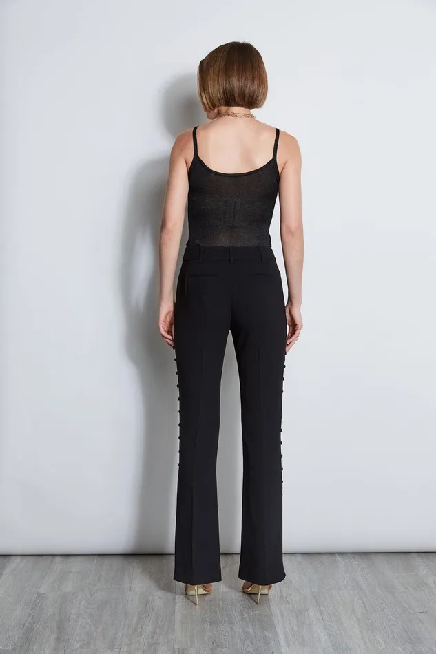 Elie Tahari Side Button Crepe Pant Black Women Suiting