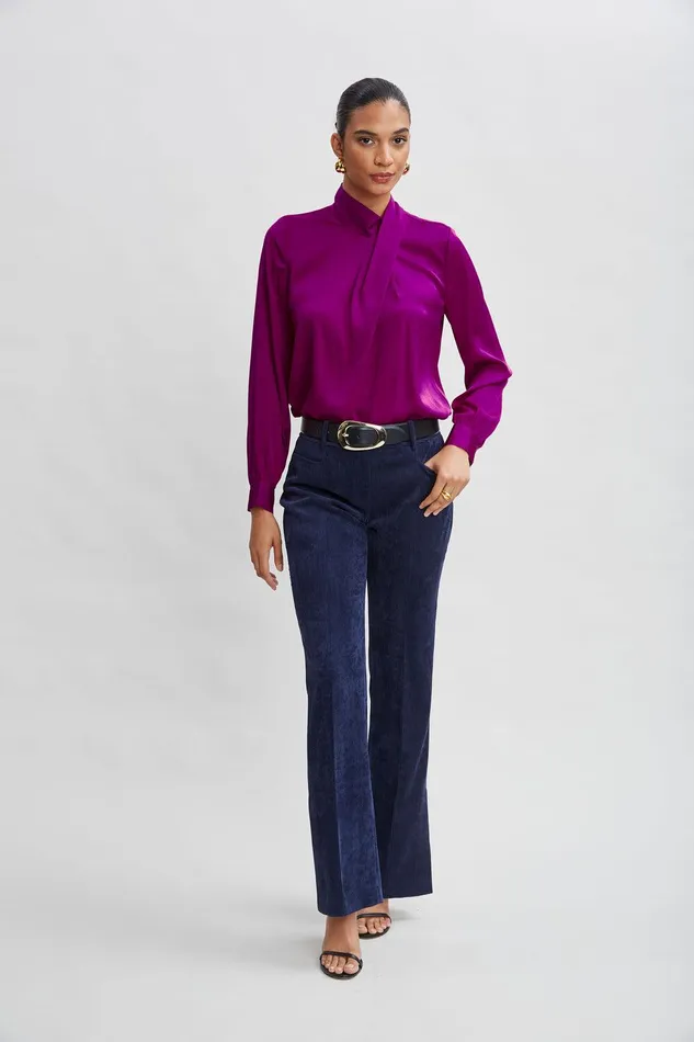 Elie Tahari Silk Draped Neck Shirt Palace Pink Women Tops