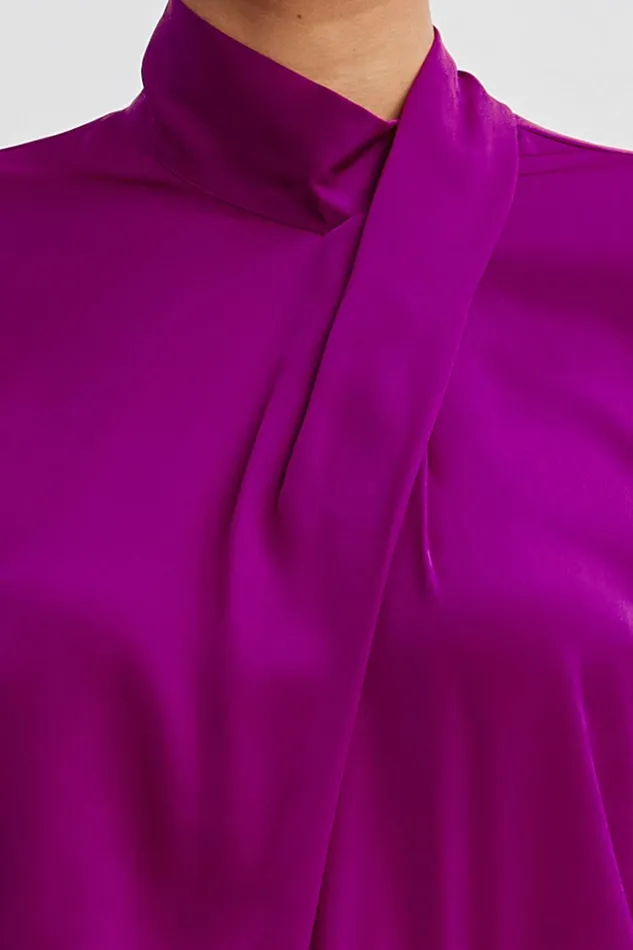 Elie Tahari Silk Draped Neck Shirt Palace Pink Women Tops