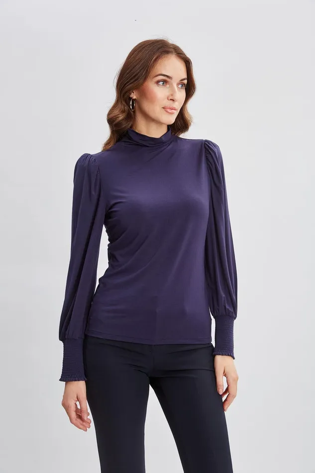Elie Tahari Smocked Turtleneck Knit Stargazer Women Tops
