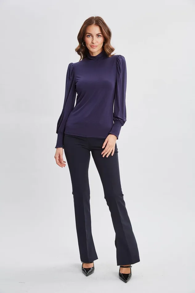 Elie Tahari Smocked Turtleneck Knit Stargazer Women Tops