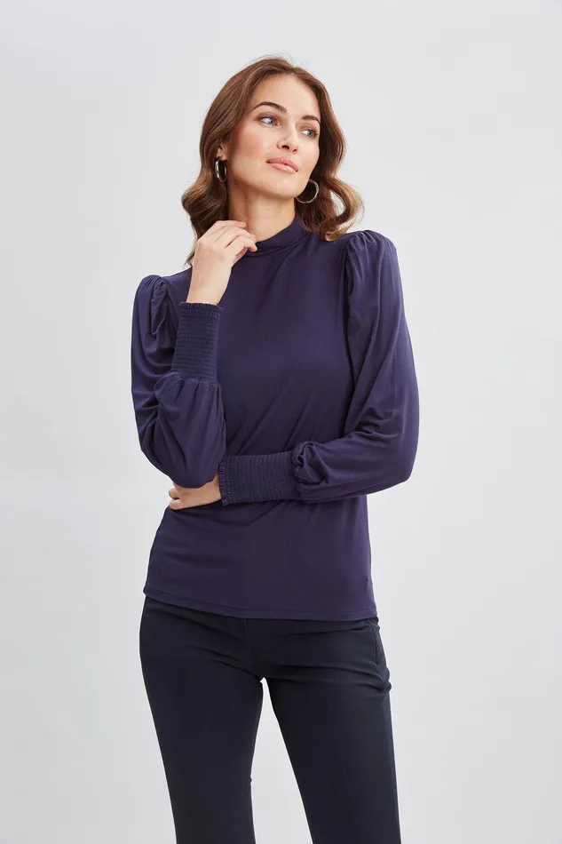 Elie Tahari Smocked Turtleneck Knit Stargazer Women Tops