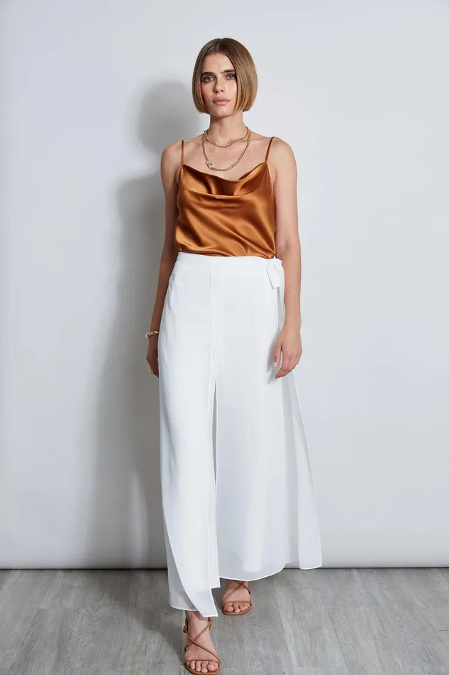 Elie Tahari Stretch Silk Satin Cami Copper Women Tops