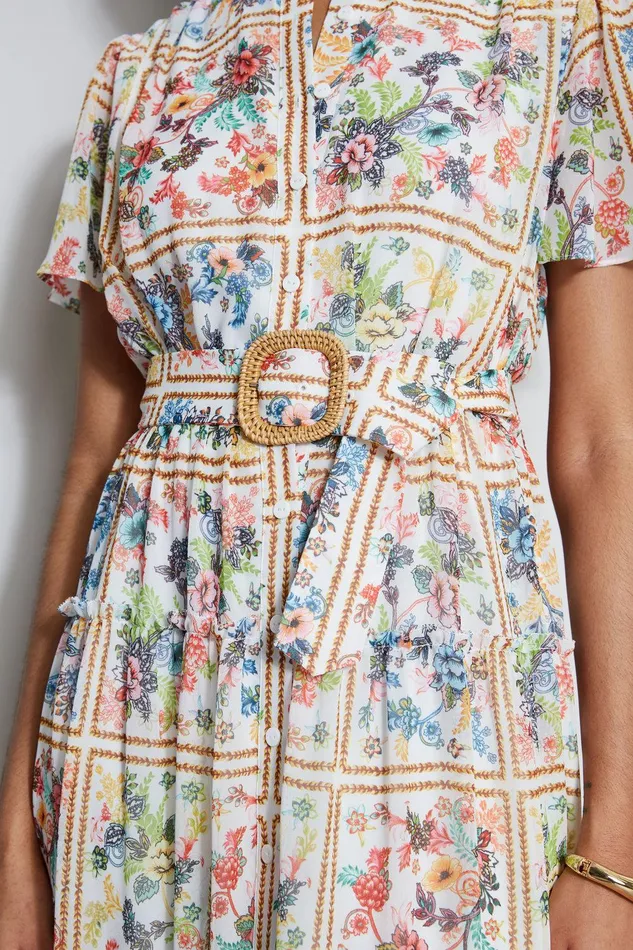 Elie Tahari Summer Palace Belted Dress Summer Palace Print Women Dresses and Jumpsuits