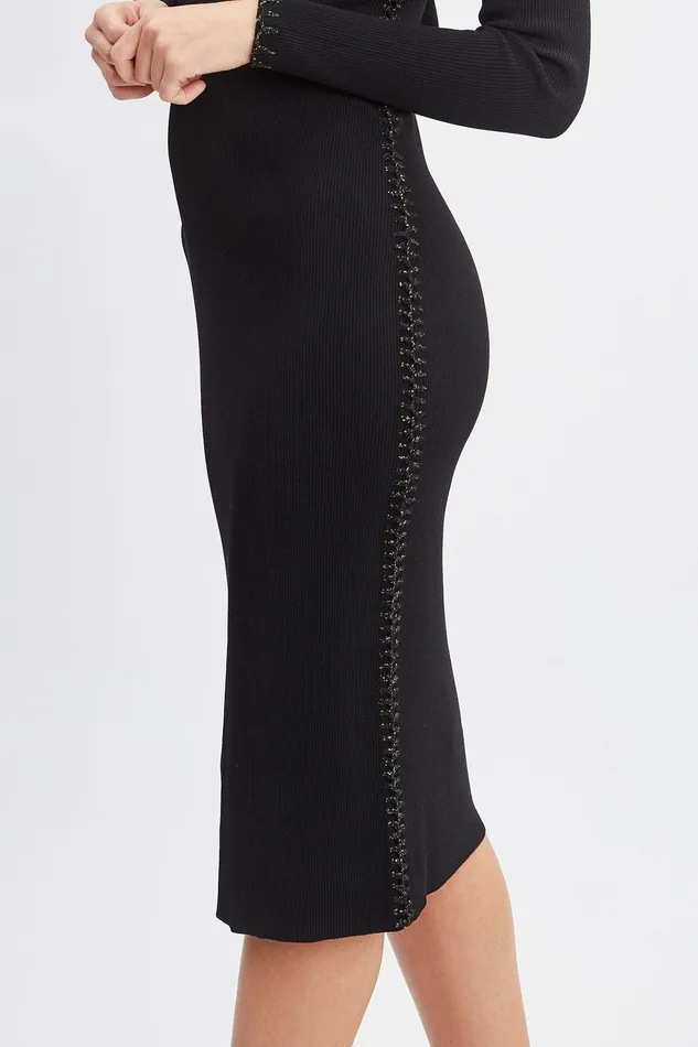 Elie Tahari Sweetheart Sweater Dress Noir Women Dresses and Jumpsuits