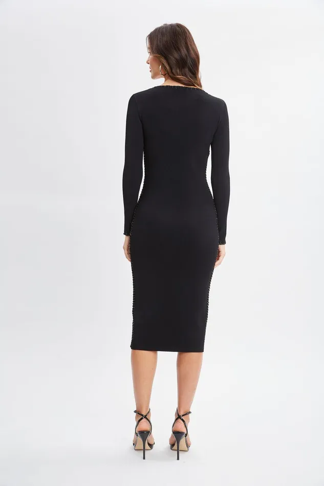 Elie Tahari Sweetheart Sweater Dress Noir Women Dresses and Jumpsuits