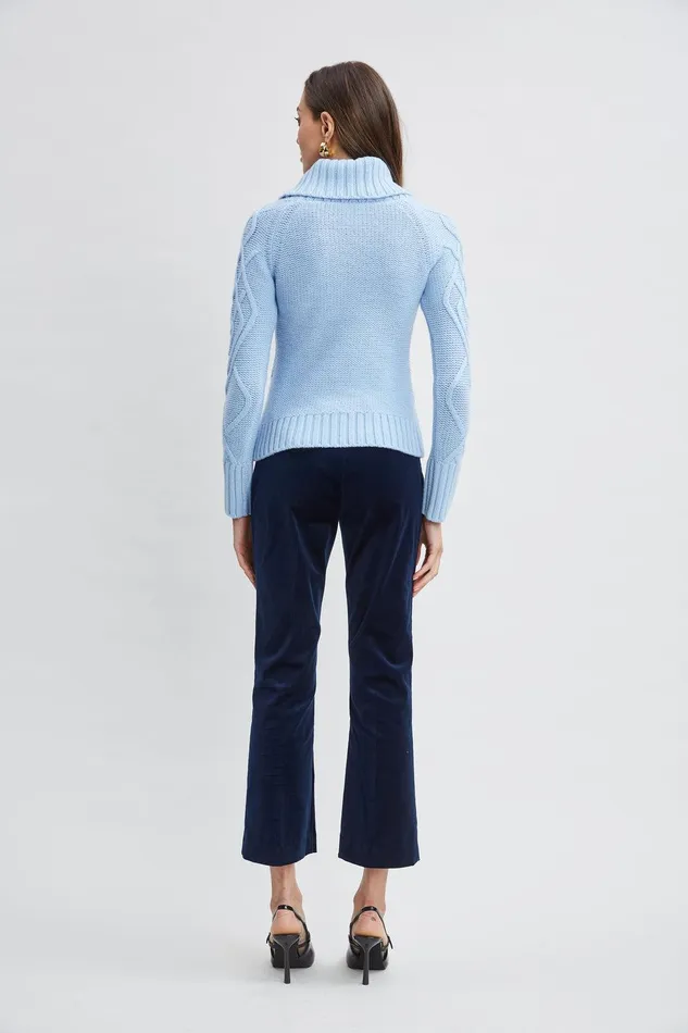 Elie Tahari Texture Turtleneck Wool Sweater Blue Dusk Women Tops