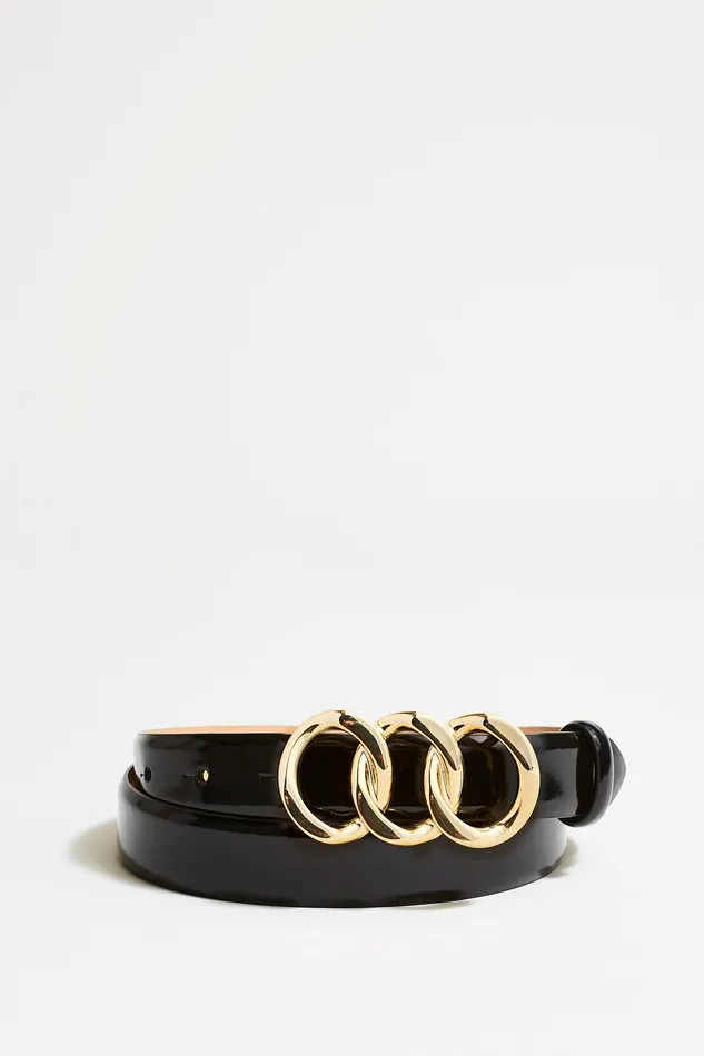 Elie Tahari Triple Link Belt Black Women Suiting