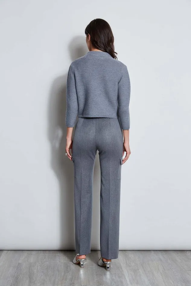 Elie Tahari Two Button Wool Sweater Grey Melange Women Tops