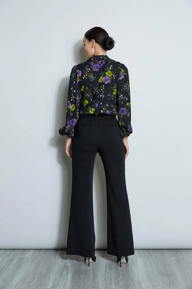Elie Tahari Wide Leg Belted Pant Noir Women Bottoms