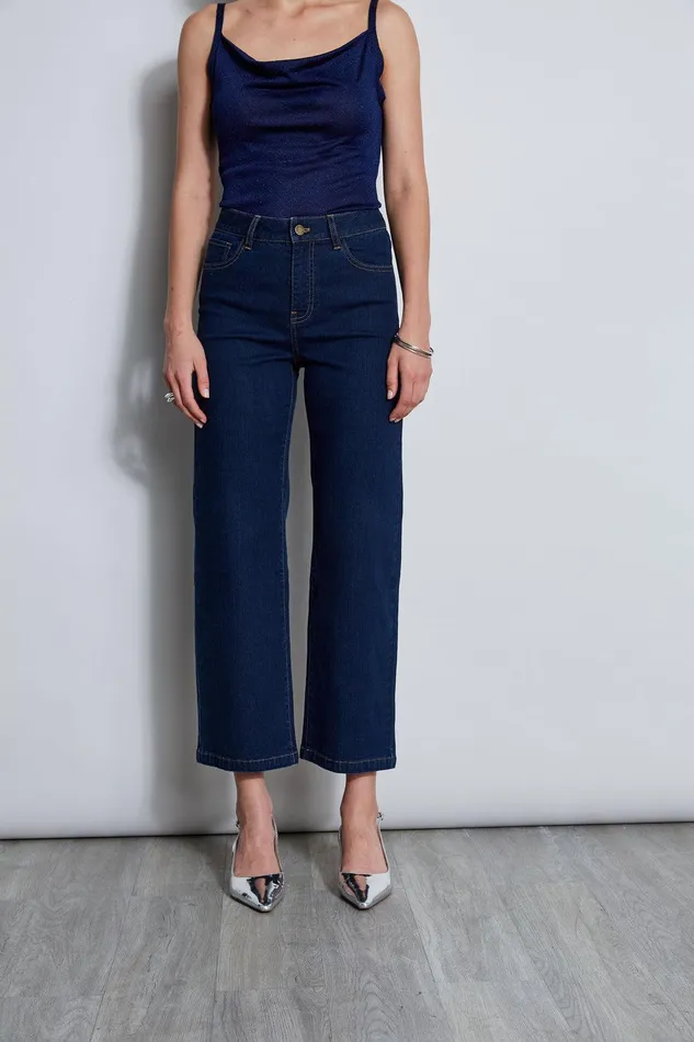 Elie Tahari Wide Leg Jean Dark Wash Women Bottoms