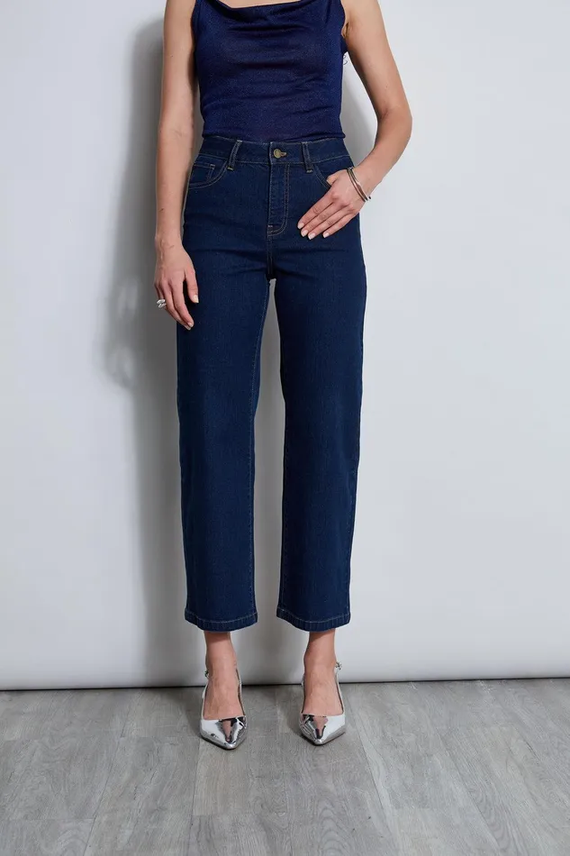 Elie Tahari Wide Leg Jean Dark Wash Women Bottoms