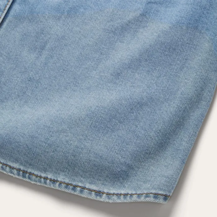Embroidered Denim Shirt Dress Blue Women Stetson Shirt Dresses