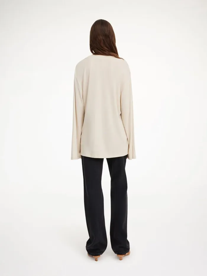 Fayeh Oversized Longsleeve Oyster Gray Women By Malene Birger Tops and Blouses