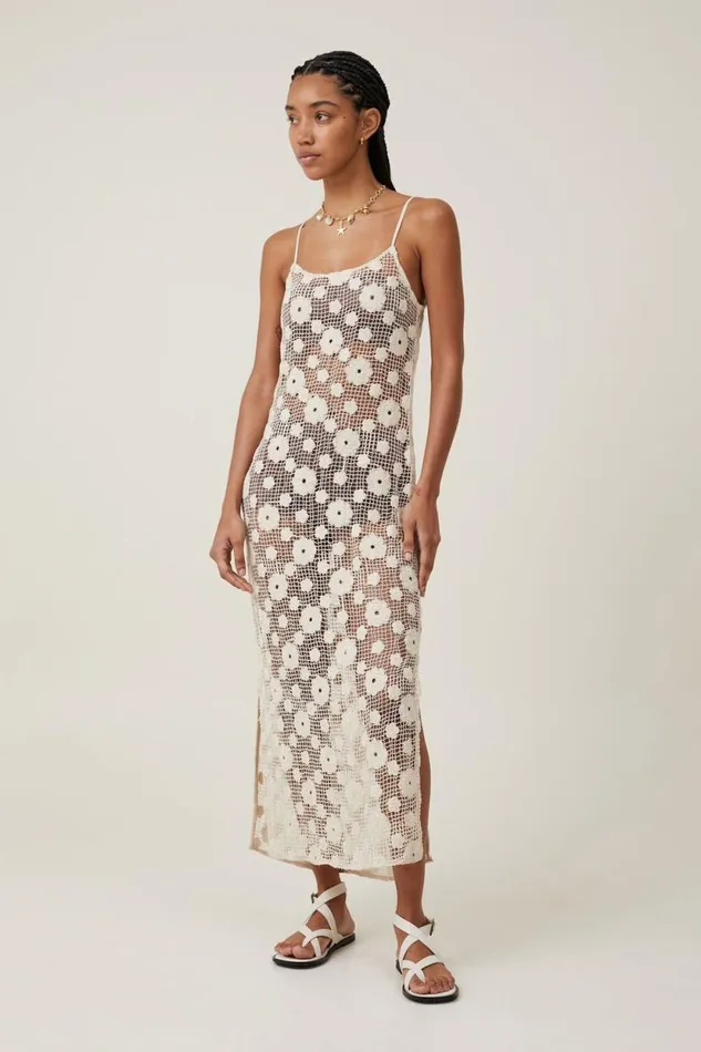 Flower Crochet Maxi Dress Ecru Women Cotton On Dresses