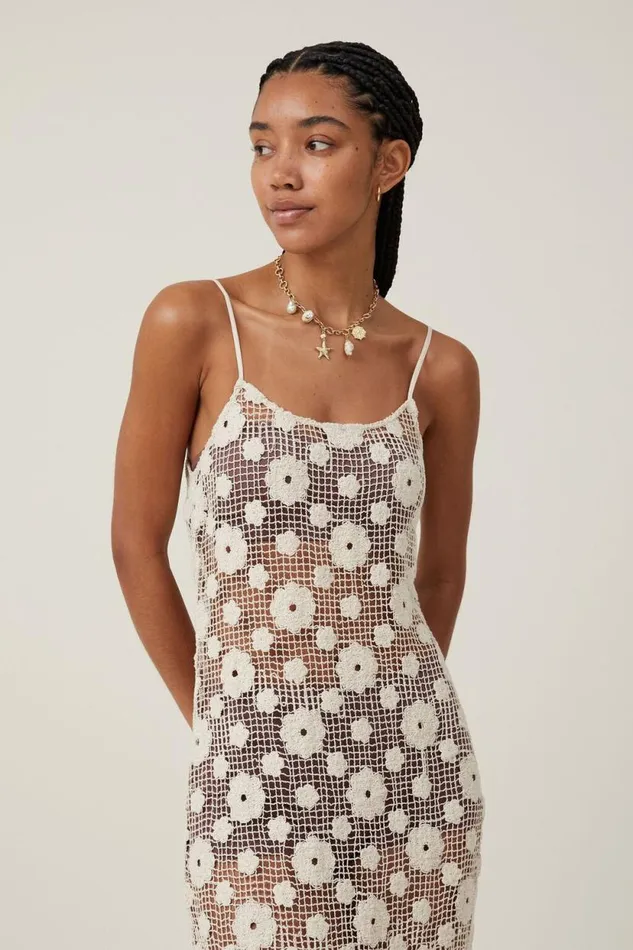 Flower Crochet Maxi Dress Ecru Women Cotton On Dresses