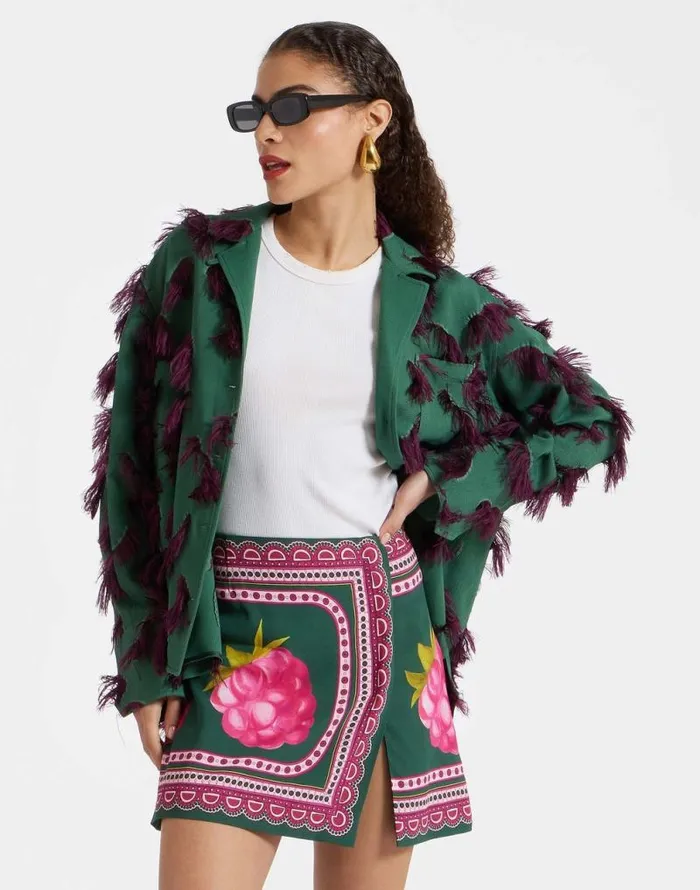 Foulard Mini Skirt Lampone Place Emerald Women La Double J Skirts Foulard Mini Skirt Lampone Place Emerald Women La Double J Skirts