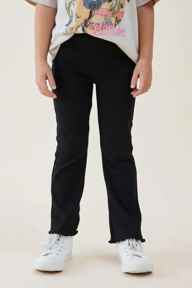 Frankie Flare Pant Black Rib Girls Cotton On Leggings Pants and Jeans