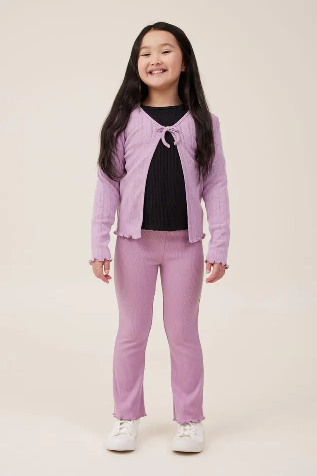Frankie Flare Pant Chalky Mauve Rib Girls Cotton On Leggings Pants and Jeans