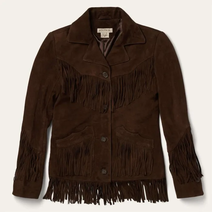 Fringe Suede Jacket Chocolate Women Stetson Jackets