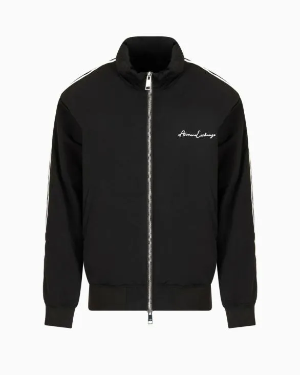 Full Zip Blouson In Crinkle Fabric With Logo On The Chest Black Men Armani Outerwear Full Zip Blouson In Crinkle Fabric With Logo On The Chest Black Men Armani Outerwear