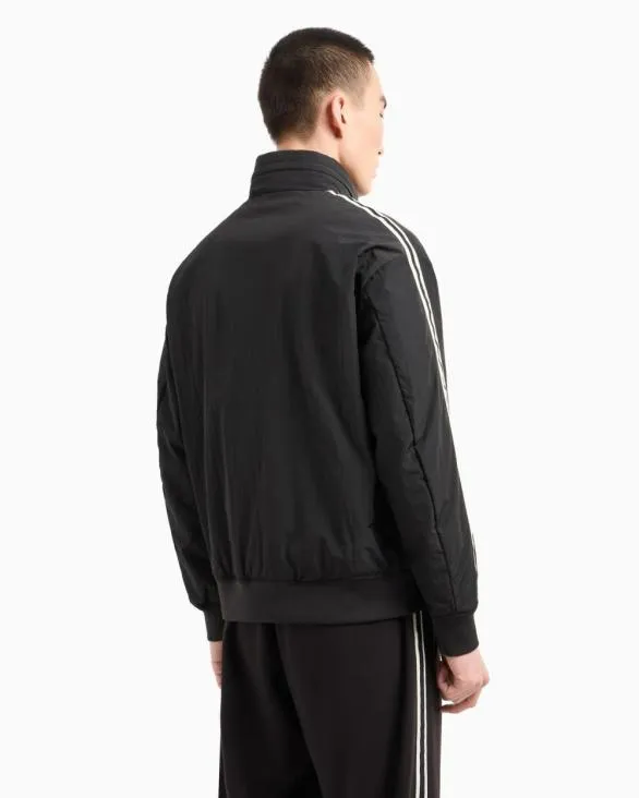 Full Zip Blouson In Crinkle Fabric With Logo On The Chest Black Men Armani Outerwear Full Zip Blouson In Crinkle Fabric With Logo On The Chest Black Men Armani Outerwear