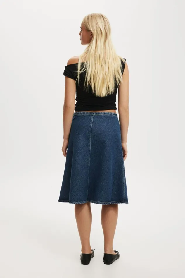 Gigi Denim Midi Skirt Deepwater Blue Women Cotton On Skirts Gigi Denim Midi Skirt Deepwater Blue Women Cotton On Skirts