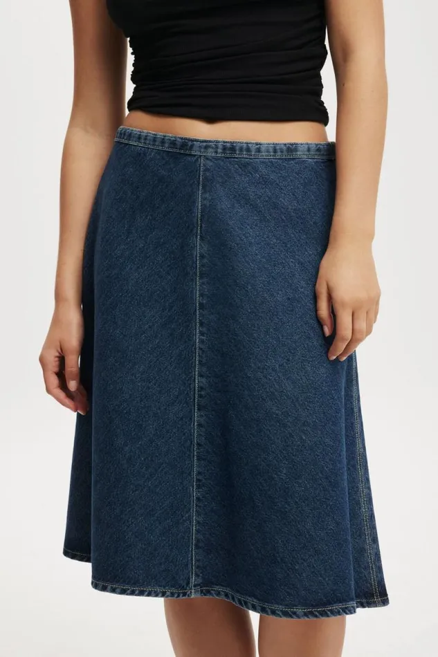 Gigi Denim Midi Skirt Deepwater Blue Women Cotton On Skirts Gigi Denim Midi Skirt Deepwater Blue Women Cotton On Skirts