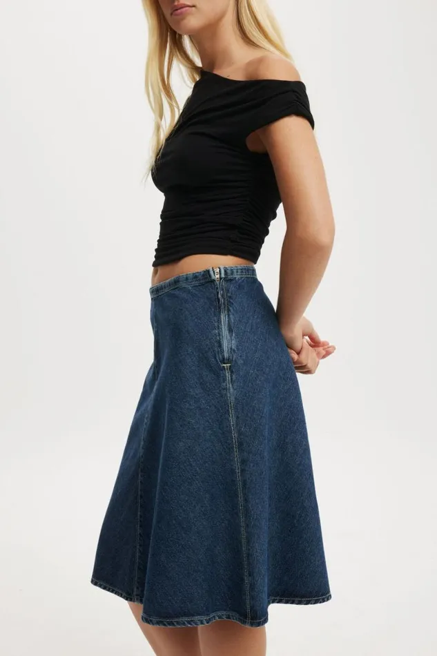 Gigi Denim Midi Skirt Deepwater Blue Women Cotton On Skirts Gigi Denim Midi Skirt Deepwater Blue Women Cotton On Skirts
