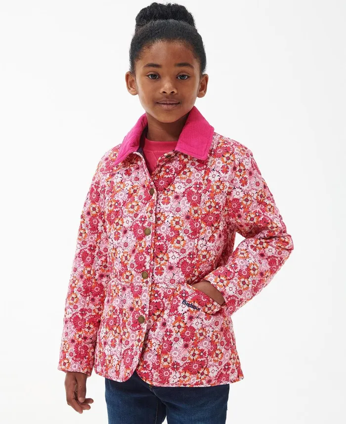 Girls Quilted Jackets Barbour Girls039 Patterned Liddesdale Quilted Jacket Pink Dahlia Floral