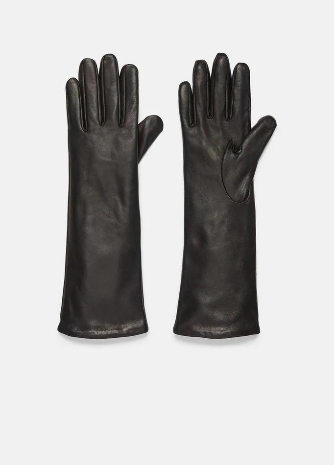 Gloves Women Vince CashmereLined Medium Leather Glove Black