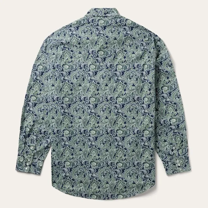 Greenspring Paisley Print Western Shirt Blue Men Stetson Classic Cut