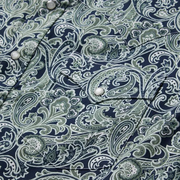 Greenspring Paisley Print Western Shirt Blue Men Stetson Classic Cut