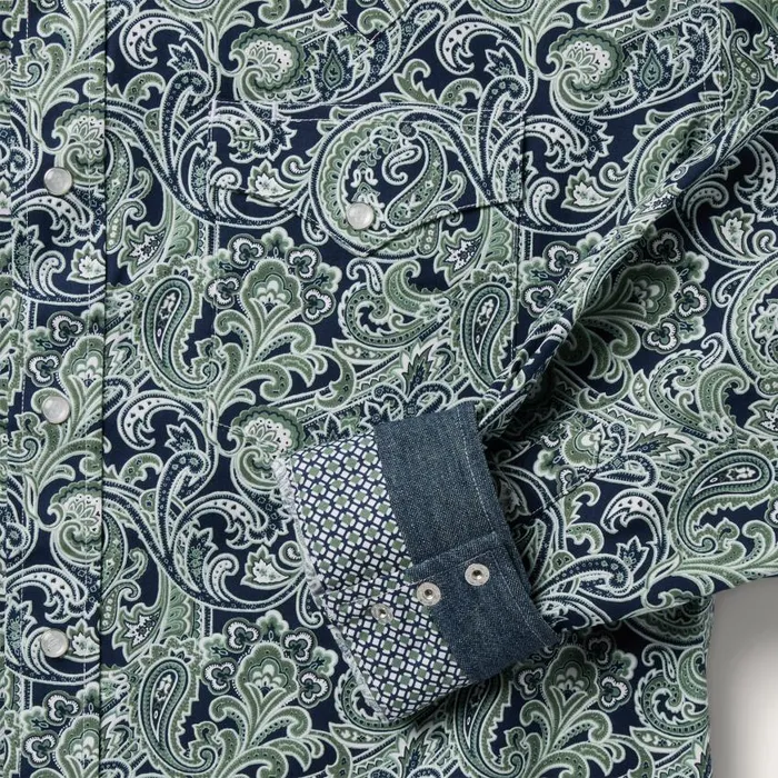 Greenspring Paisley Print Western Shirt Blue Men Stetson Classic Cut